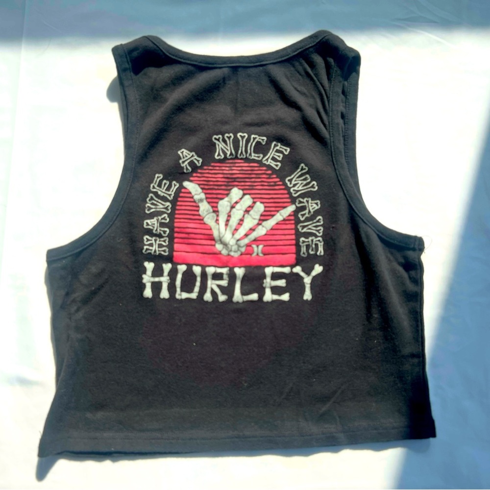 4/$20 🦋 Hurley Black Crop Tank Top Have A Nice Wave XS